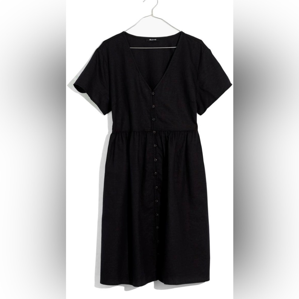 Madewell Alexandra Button Front Linen Blend Minidress - Picture 3 of 5